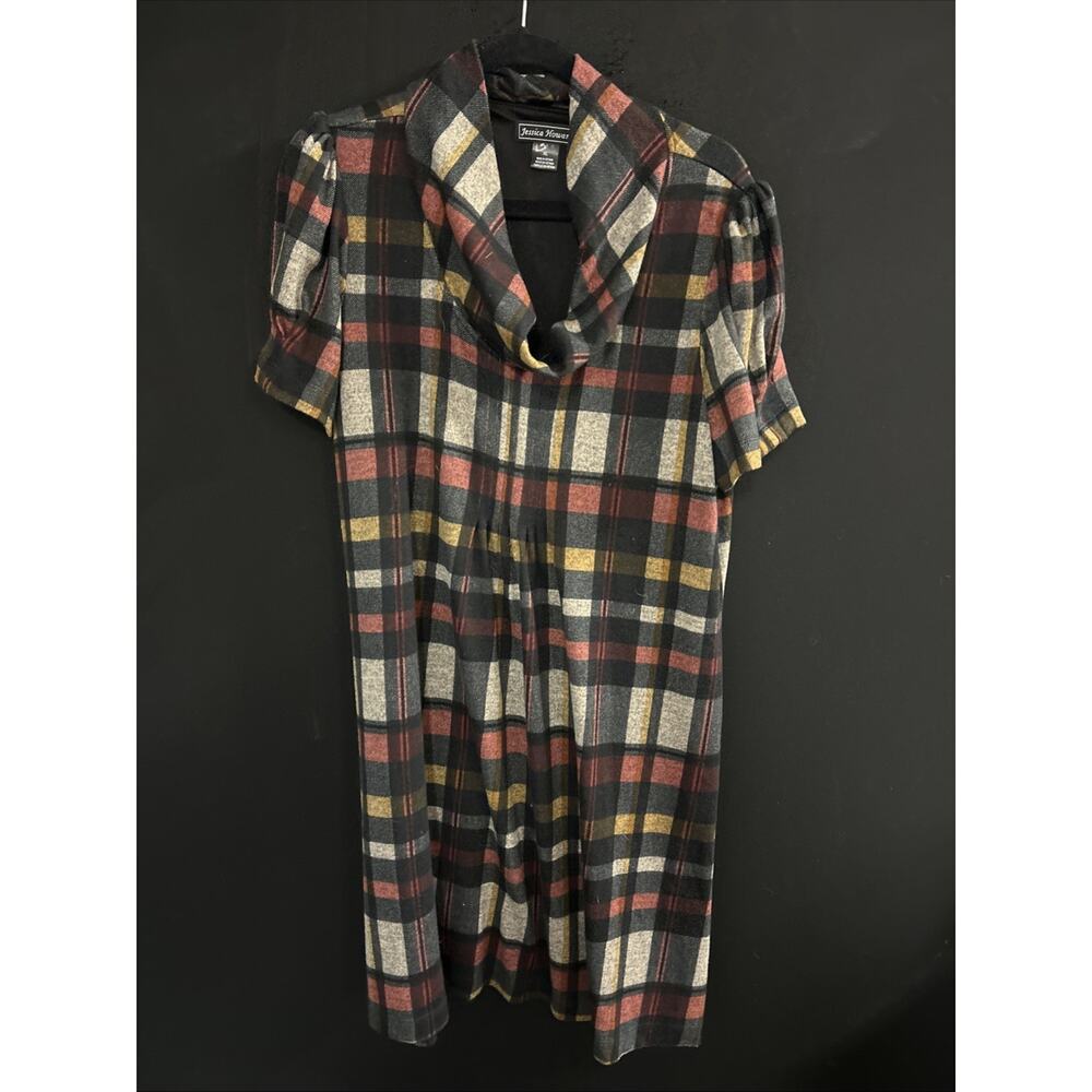 Jessica Howard WomenA-Line Dress Multicolor Size XL Cowl Neck Short Puff Sleeve